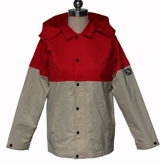 Custom Men′s Red and Gray Color Block Windbreaker Jackets
