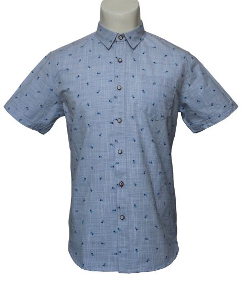 Men′s Light Blue Striated Shirts, Cartoon Pattern Leisure Shirts - Buy ...