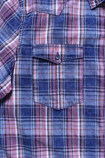 Latest Fashion Men Slim Fit Short Sleeve Grid Breathable Shirt