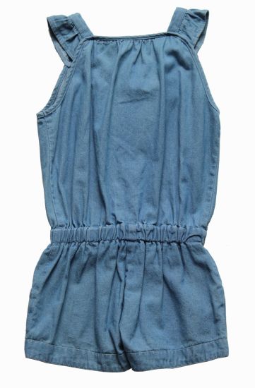 Light Blue Cotton Made Jumpsuit for Girls Summer Children Clothing