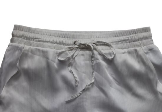 Plain White and Very Smooth Ladies′ Casual Trousers, Lace-up Trousers for Women