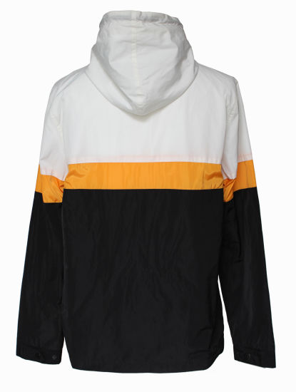 Custom Men′s Color Block Hooded Lightweight Windbreaker Jacket Coat