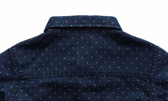 Children′s Subsize Blue Long Sleeve Shirt with White Spots