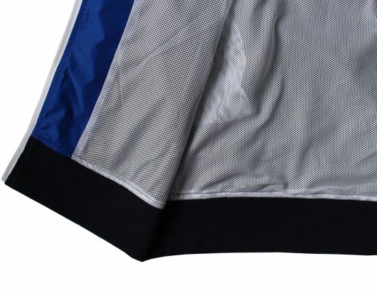 High-End Zip Fastening Coat, White Blue Black Patchwork Hooded Sport Coat