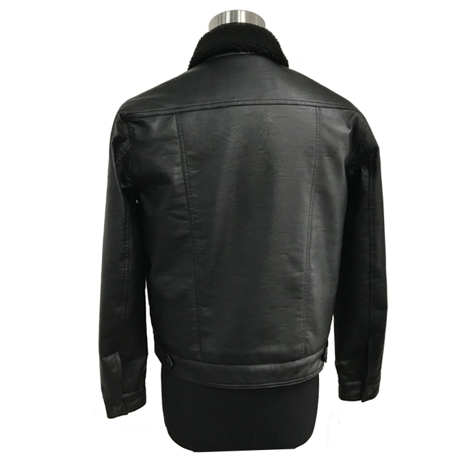PU sherpa lined faux leather coat trucker jacket - Buy pu leather ...