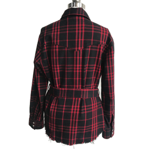 Wholesale Red Multi Color Casual Jacket/Woman Jacket/Clothing Jacket/Belt Suit Jacket