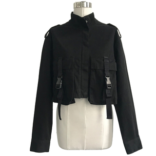 Black Belly Button Jacket for Young Girls
