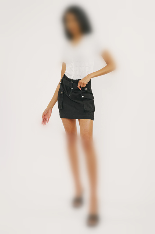 Fashion /Black Paperbag/ Pencil A Line Mini Skirt / for Girls
