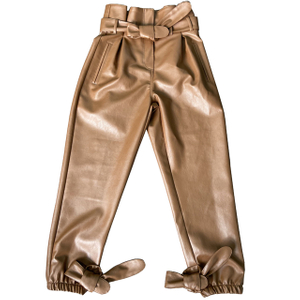 Fashion Pleated leather look trousers Pure brown Colour faux leather Pants