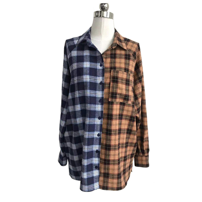 Fashion personality color matching plaid texture long-sleeve jacket ...